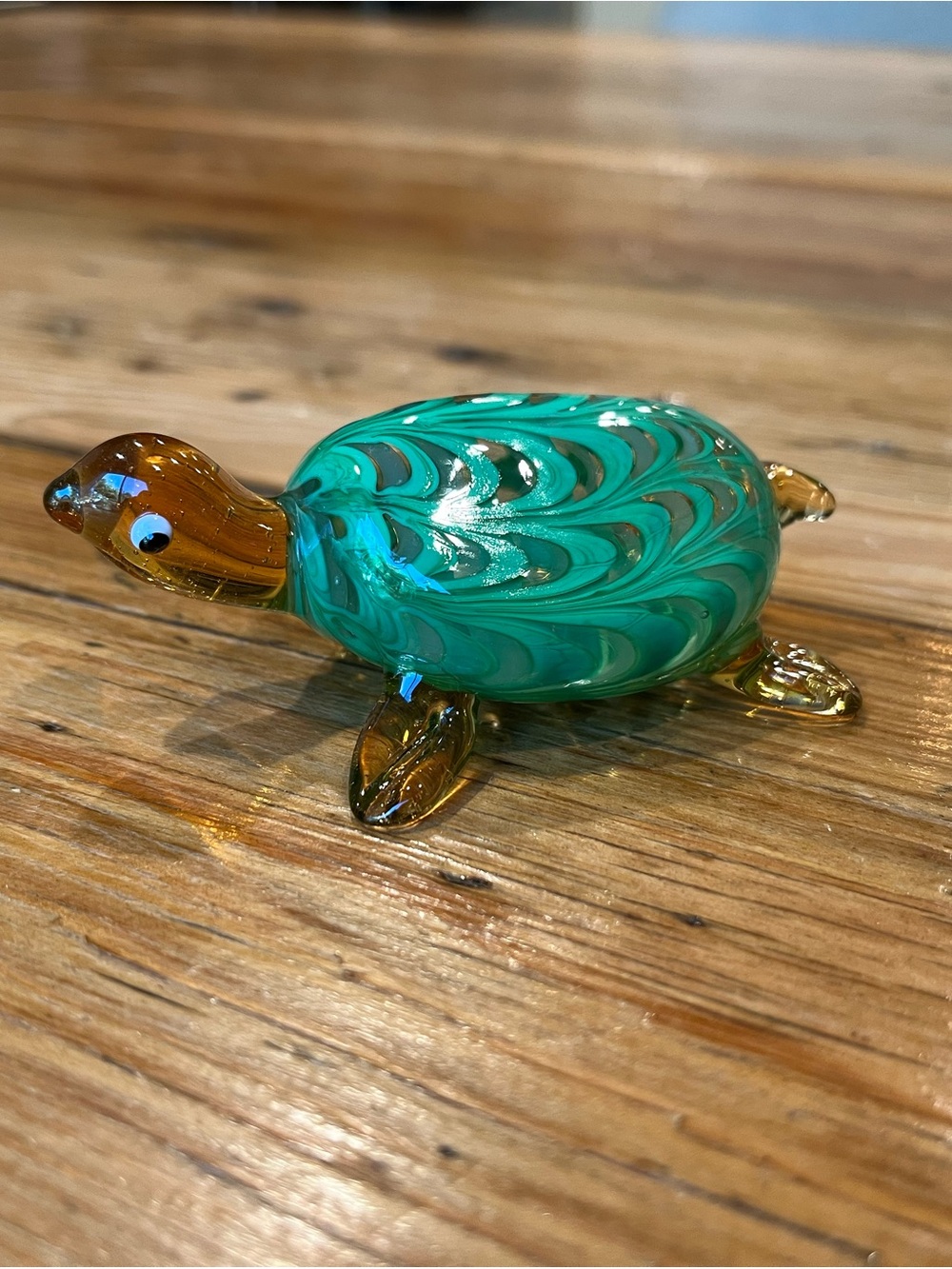Fitz and Floyd Green and Amber Glass Tortoise Figurine